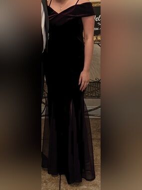 Night Way Collections Purple Velvet Evening Dress
